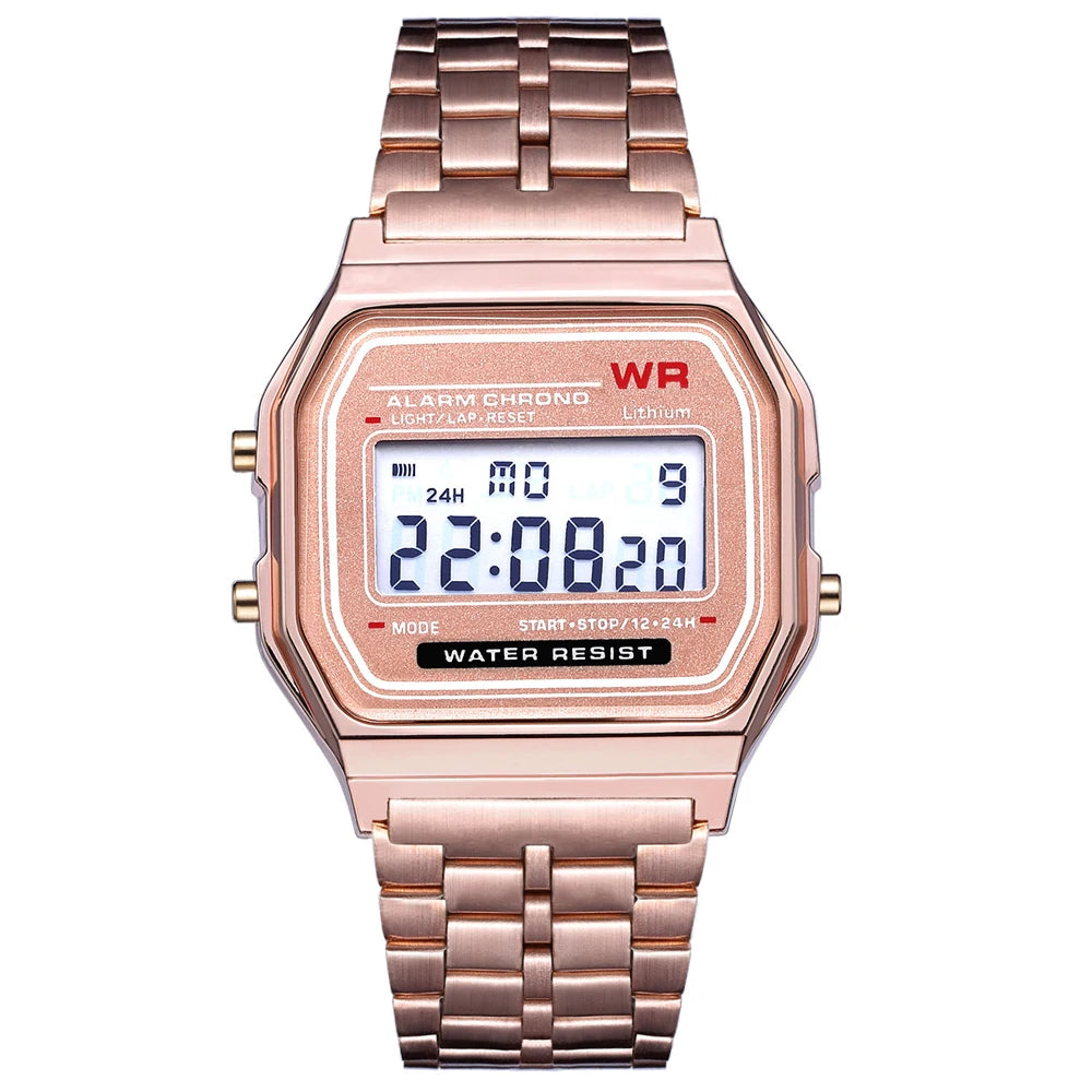 Square Dial Electronic Women Men Watch Digital Display Wristwatch Rose Gold Silver Luxury Ladies Wristwatches Relojes Para Mujer