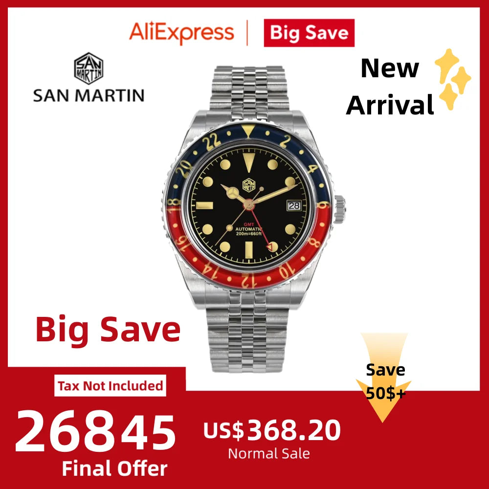 San Martin 40mm NH34 GMT Diver&