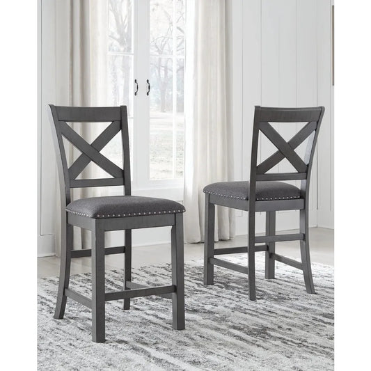 Modern Farmhouse Counter Height Upholstered Barstool Set of 2 Dining Chair Home Furniture Dining Room Chairs Chairs for Kitchen