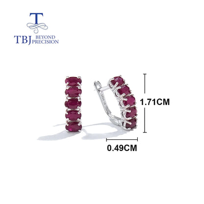 TBJ Precious Natural Ruby 3*5mm oval Designer Chic Clasp Silver Ring Earring jewelry set Luxury Jewelry for Women Lady Nice Gift