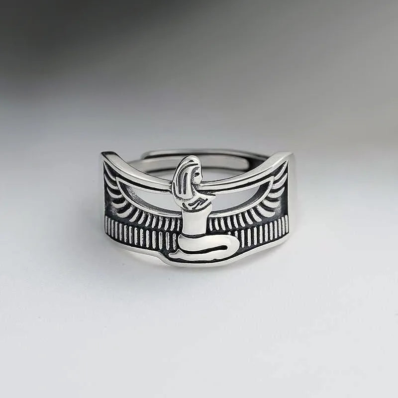 Elegant Retro Egypt Queen Silver Ladies Finger.