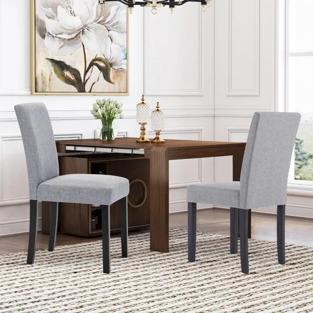 Dining Chair Set of 6, Luxury Upholstered Fabric Kitchen Chair Side Chair with Upholstered Backrest and Solid Wood Legs