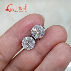 silver color 8mm round 4 claws white D vvs Moissanite Stainless steel studs earrings jewelry Bathing and swimming men women