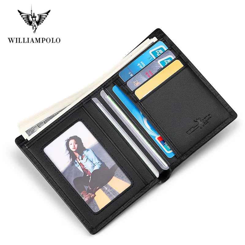 WILLIAMPOLO 100% Genuine Leather Wallet Men Crocodile Pattern Men Card Holder Wallet Real Cowhide Wallets For Man