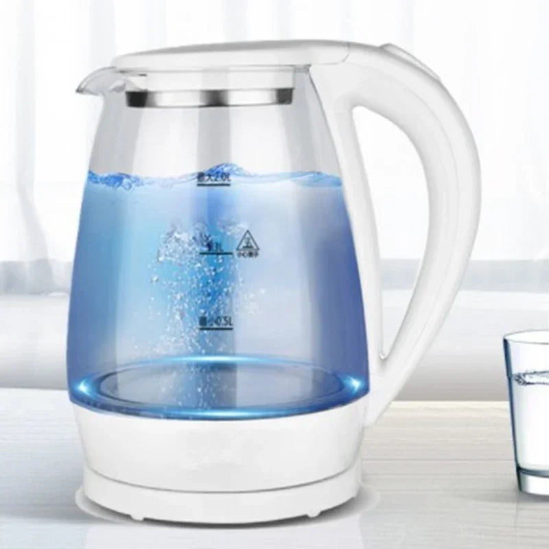 Electric Kettle Teapot Quick Heating Hot Water Boiling Tea Pot Glass Blue Light Heating Kettles Auto-Power Off Boiler