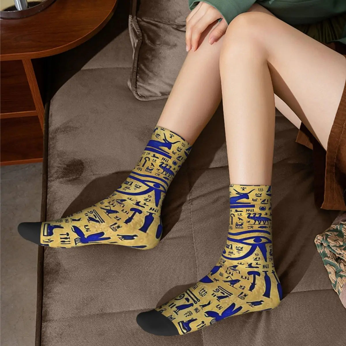 Hieroglyphic Lapis Lazuli And Gold Men's Socks