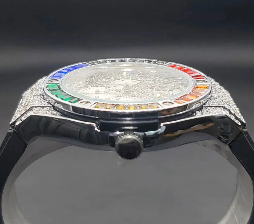 Luxury Men's Rainbow Diamond Sport Watch.