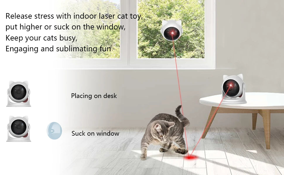 ATUBAN Automatic Cat Laser Toy for Indoor Cats,Interactive cat Toys for Kittens/Dogs,Fast/Slow Mode,Adjustable Circling Ranges