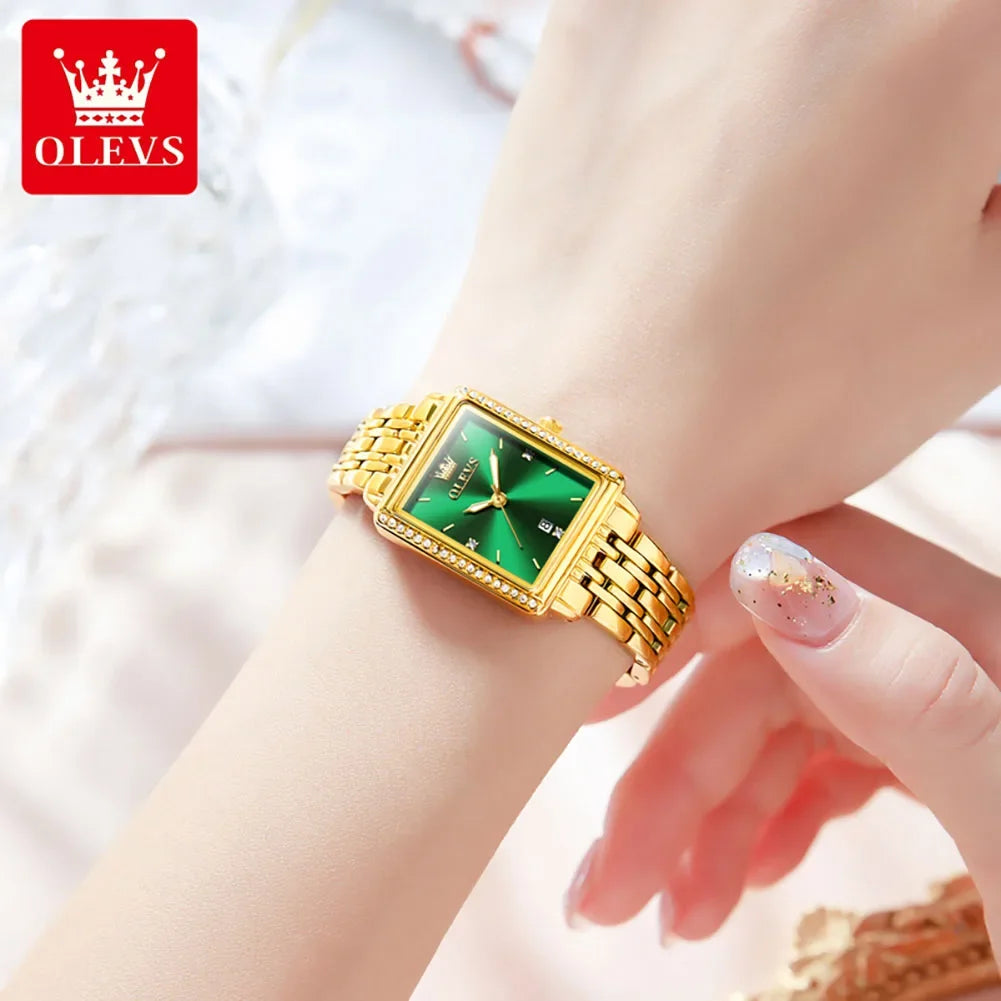 OLEVS 9995 Women's Watch Luxury Elegant Diamond Watch Classic Original Brand Gold Stainless Steel Waterproof Women Quartz Watch