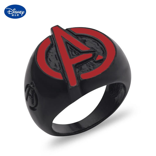 Disney Marvel The Avengers Logo Finger Rings Letter A Symbol Rings Fans Jewelry Gift Accessories Cosplay Props Men Women Gift