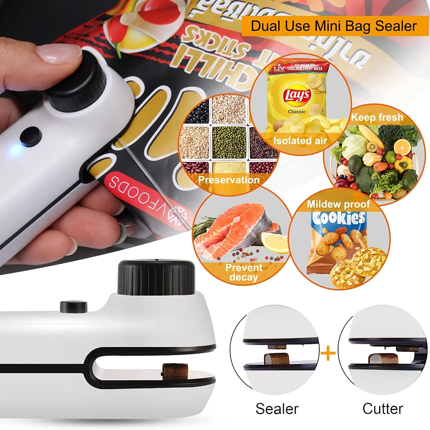 Portable Packaging Heat Sealer with Cable USB.