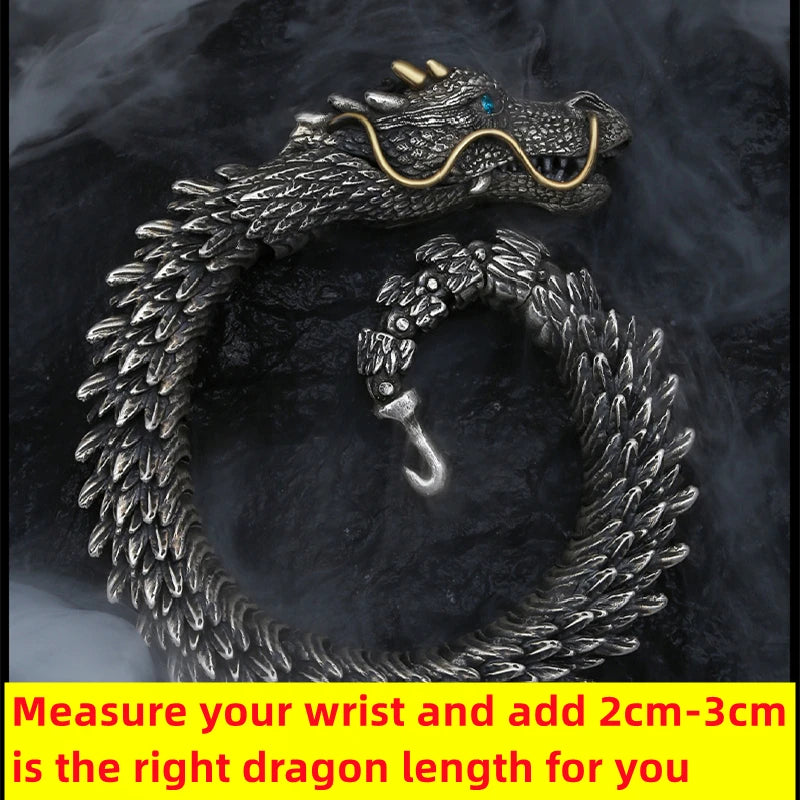 Viking Black Gun Tibetan Silver Dragon Men Bracelet Hip Hop Rock Style Horn Domineering Women Party Vintage  Jewelry