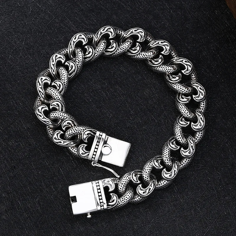 Silver Personality Love Pattern Bracelet Male