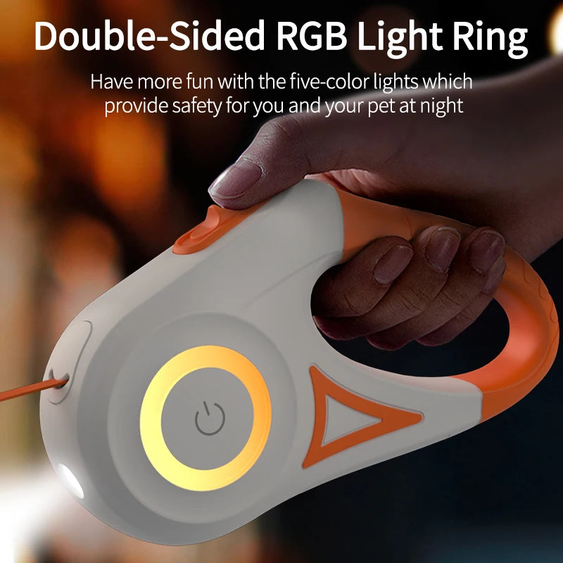 ROJECO Automatic Retractable Dog Leash LED Luminous Leading Fashion Light Straps For Dog Puppy Pet Flexi Walking Running Lead