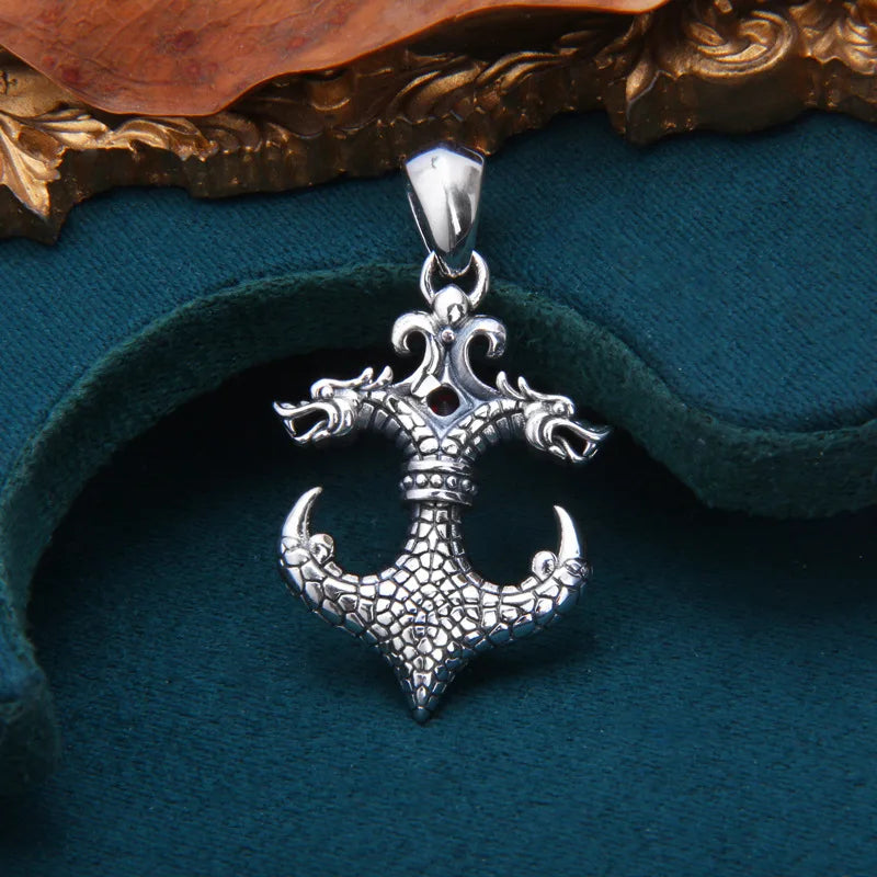 Silver Zircon Double Headed Dragon Men and Women