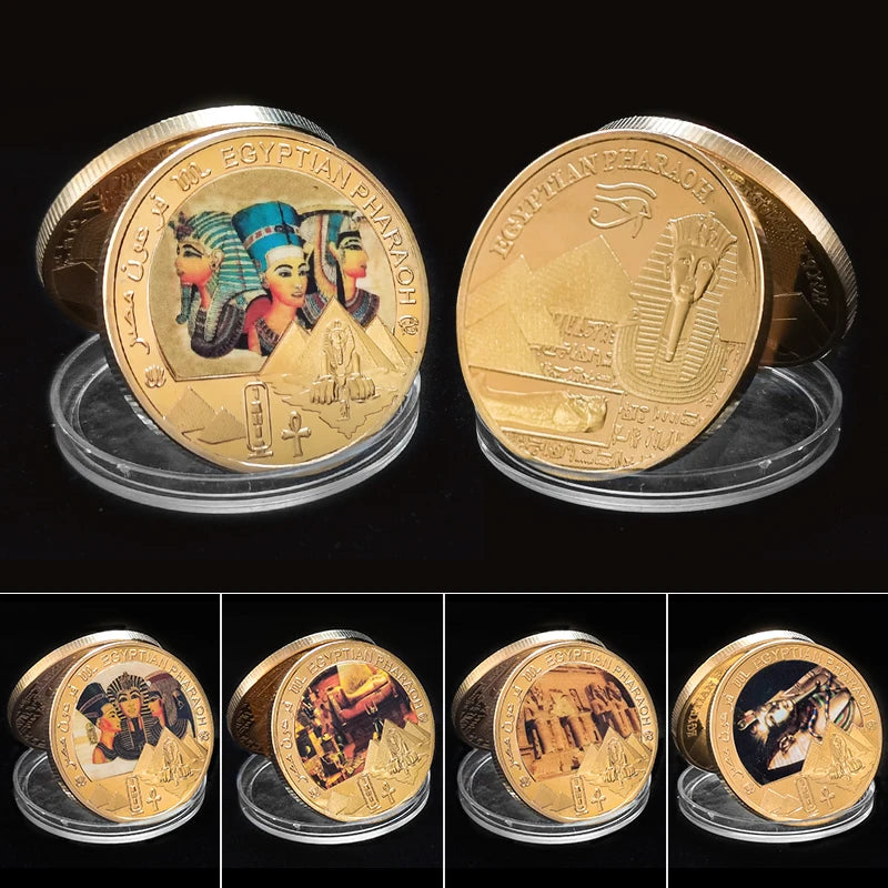 Egyptian Pharaoh Gold Plated Commemorative Coin