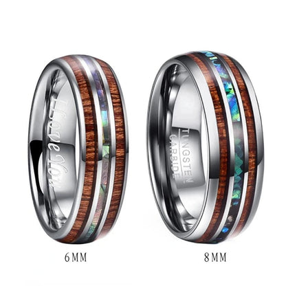 Tungsten Carbide Ring with Hawaiian Wood.