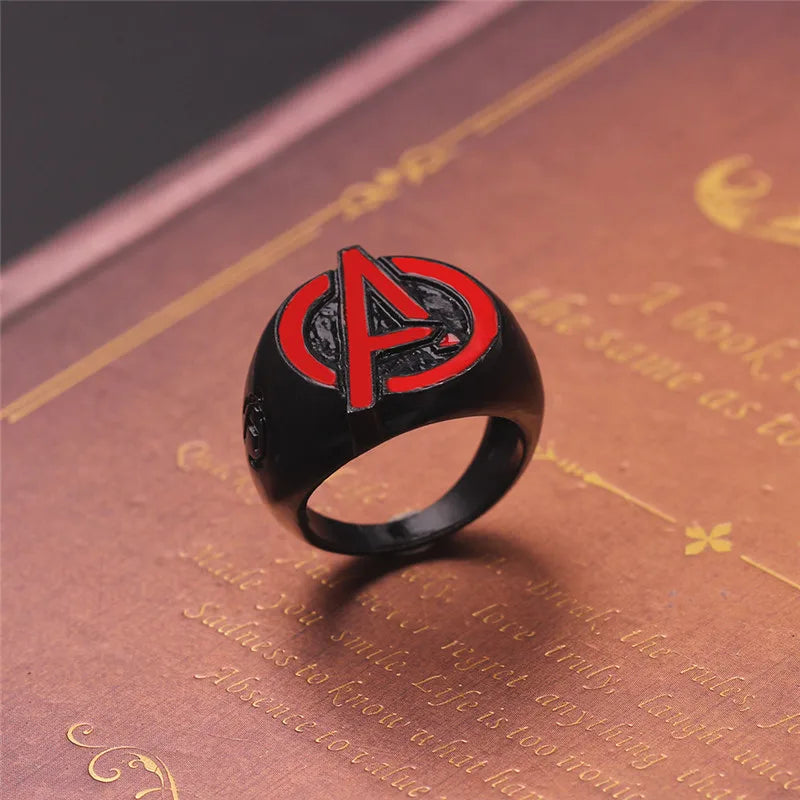 Disney Marvel The Avengers Logo Finger Rings Letter A Symbol Rings Fans Jewelry Gift Accessories Cosplay Props Men Women Gift