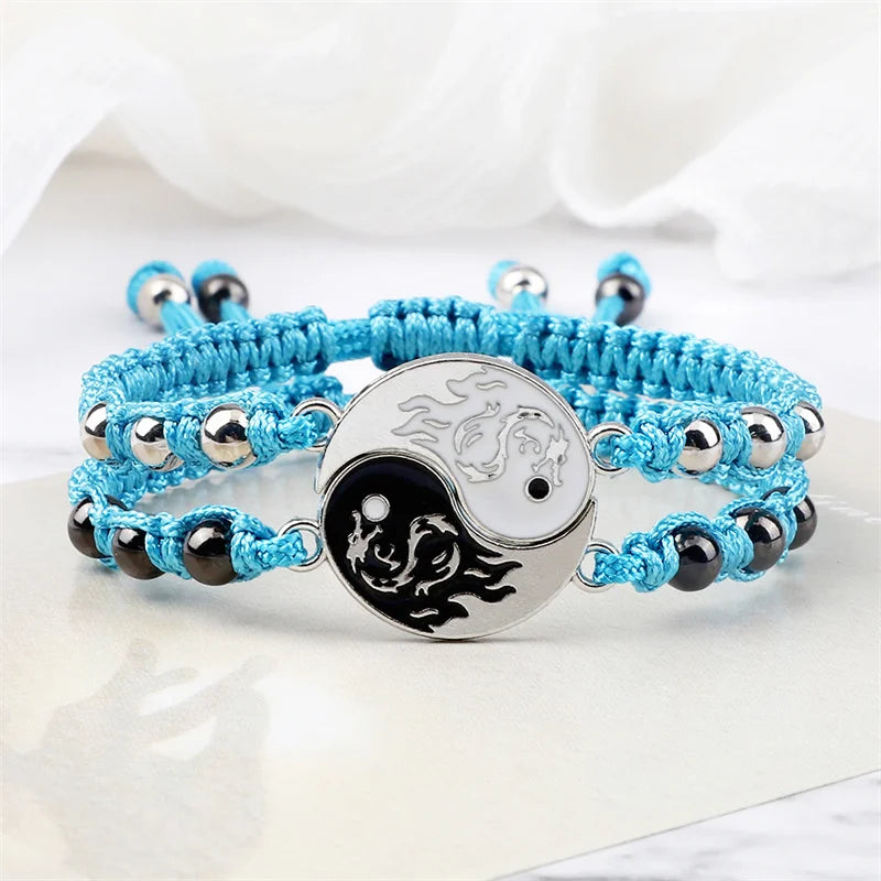 2Pcs/set Dragon Tai Chi Gossip Braided Bracelet.