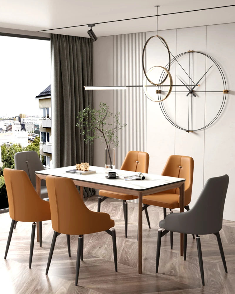 Nordic Luxury Leather Dining Chairs - Minimalist Design for Home, Cafe, and Restaurant.