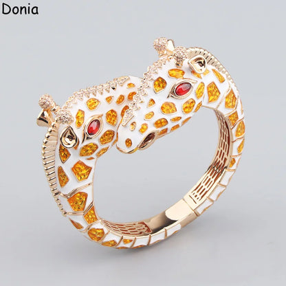 Donia Jewelry European and American fashion giraffe titanium steel micro-set zircon animal luxury bracelet