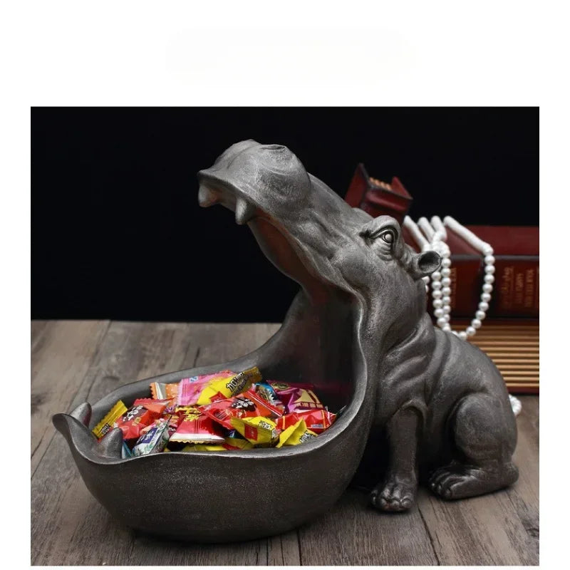 Creative Nordic Big Mouth Hippo Ornament,Living Room Shoe Cabinet Entrance Key Storage Box,Desktop Candy Jewelry Storage Tray