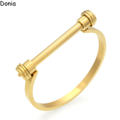 Donia jewelry European and American fashion stainless steel dumbbell titanium steel C-shaped screw bracelet punk bracelet