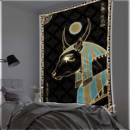 Egyptian God Themed Tapestry Cat Wall Hanging