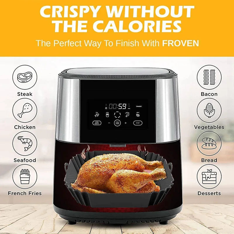 Silicone air fryer tray, Air fryer pot with handle, Reusable silicone tray, Eco-friendly air fryer accessory, Non-stick air fryer tray, Food-grade silicone pot, Easy-clean air fryer basket, Kitchen silicone gadget, Air fryer replacement tray, Heat-resistant air fryer pot, Dishwasher safe air fryer accessory, Silicone cooking tray, Air fryer bakeware, Silicone food container, Cooking tool for air fryer,