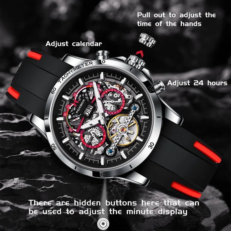 LIGE Mechanical Watches Chronograph Watch for Men Automatic Men&