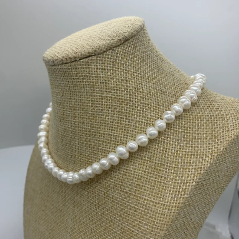 Wholesale 6-7mm Freshwater Pearl Necklace 925 Sterling Silver Choker Necklaces For Women Jewelry Gift