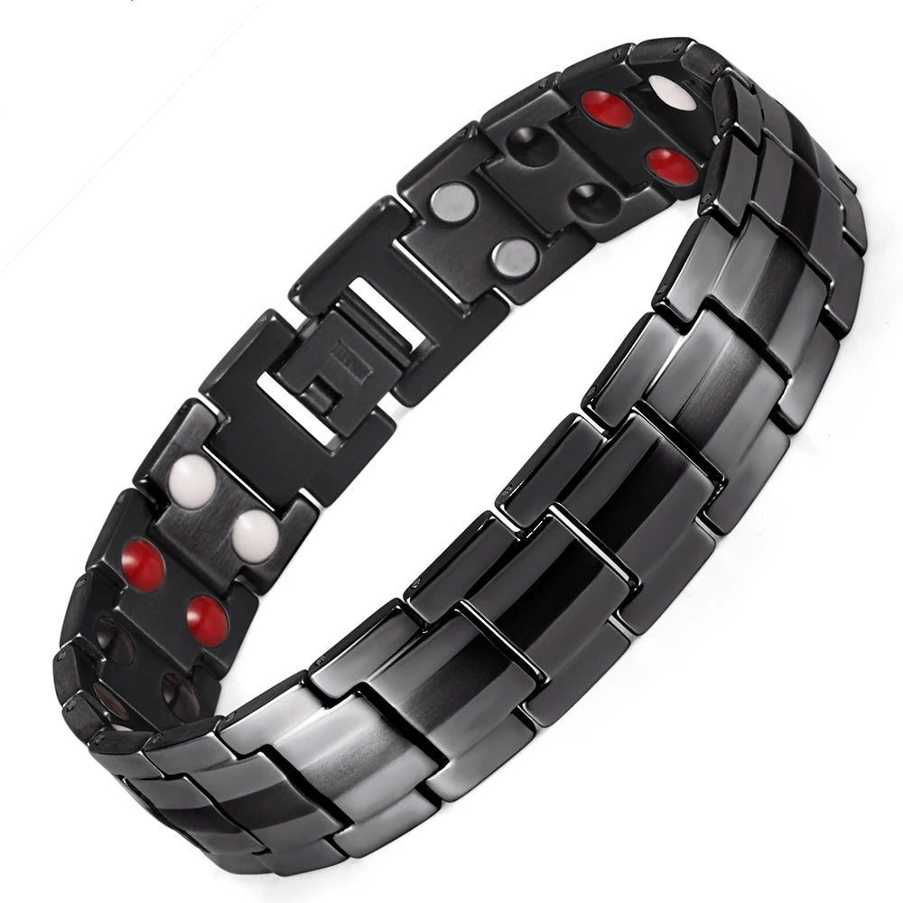 WelMag Stainless Steel Magnetic Bracelets For Men Relief Arthritis Pain Health Jewerly 4 Elements Decorative Accessories 2024