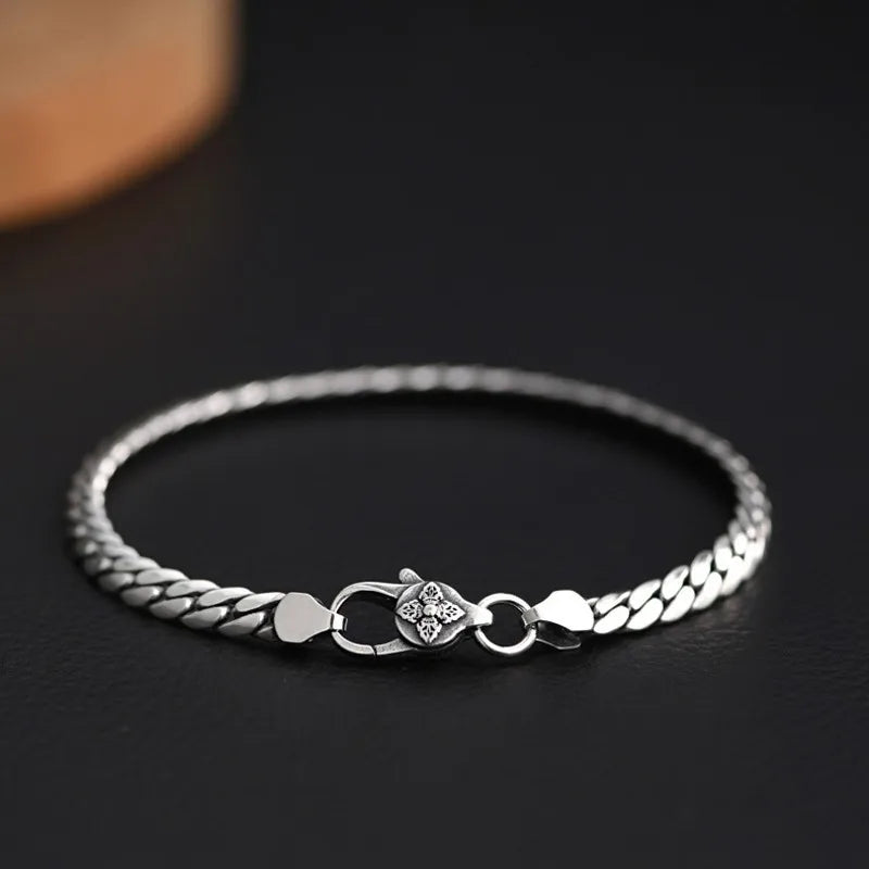 Silver Simple Hand Diamond Bracelet Men