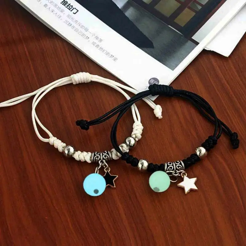 LOVERS Fashion Night Glow Star Moon Bracelet.