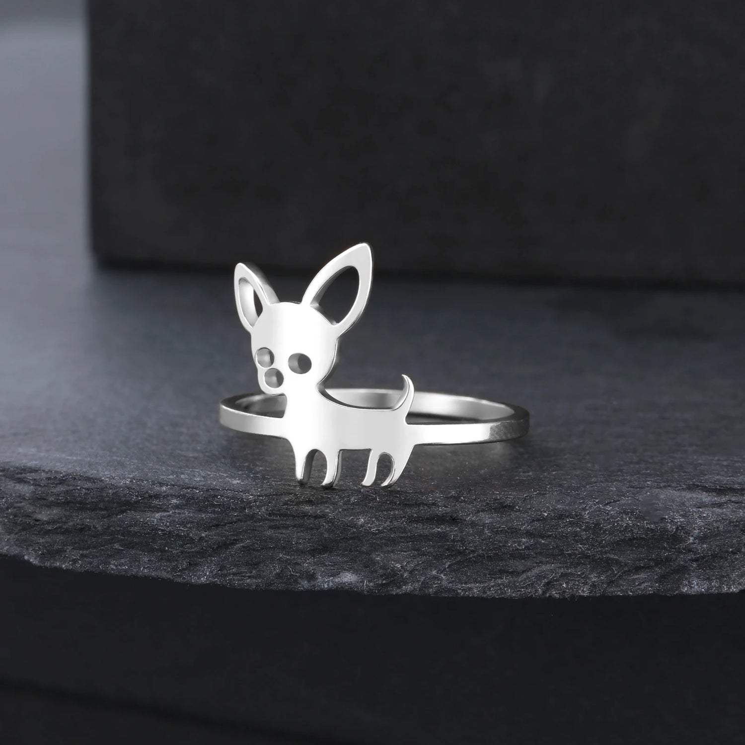 Cute Dog Ring Stainless Steel Gold Color.