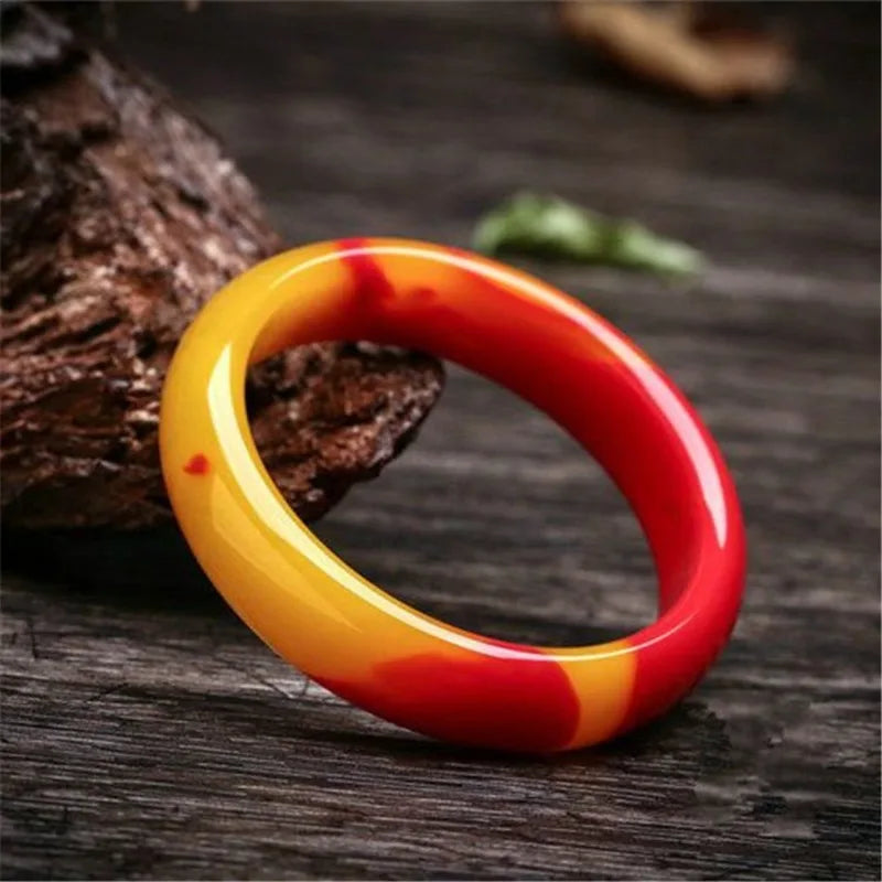 Natural Red Yellow Hand Carved Wide.