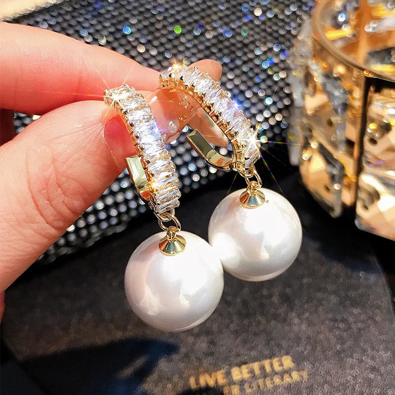 2022 Korean White Pearl Drop Earrings.