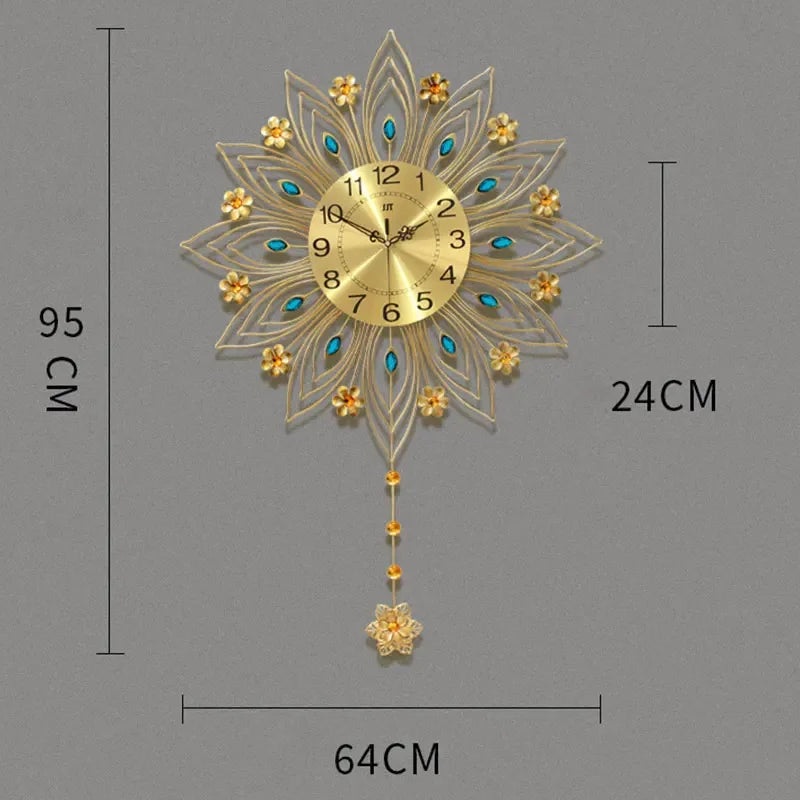 Light Luxury Flower Shaped Wall Clock Decoration