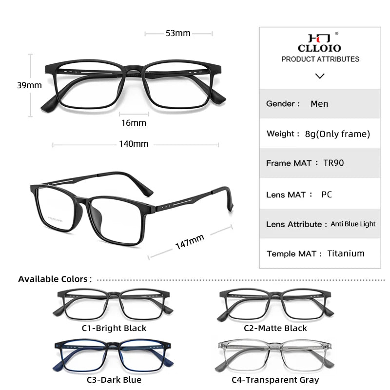 High Quality UltraLight Pure Titanium Anti Blue Ray Reading Glasses Myopia Hyperopia Optical Glasses Prescription Eyewear