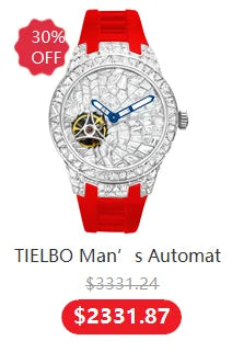 TIELBO Luxury Crystal Diamond Automatic Tourbillon Movement Man Watch