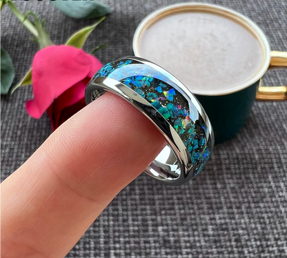 Richard Beautiful Galaxy Opal Ring Tungsten