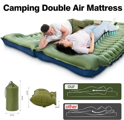 Camping Inflatable Mattress Couple Portable Sleeping Air Matt Double Tent Camping Air matt with Camp Pillow for Tourism Hiking