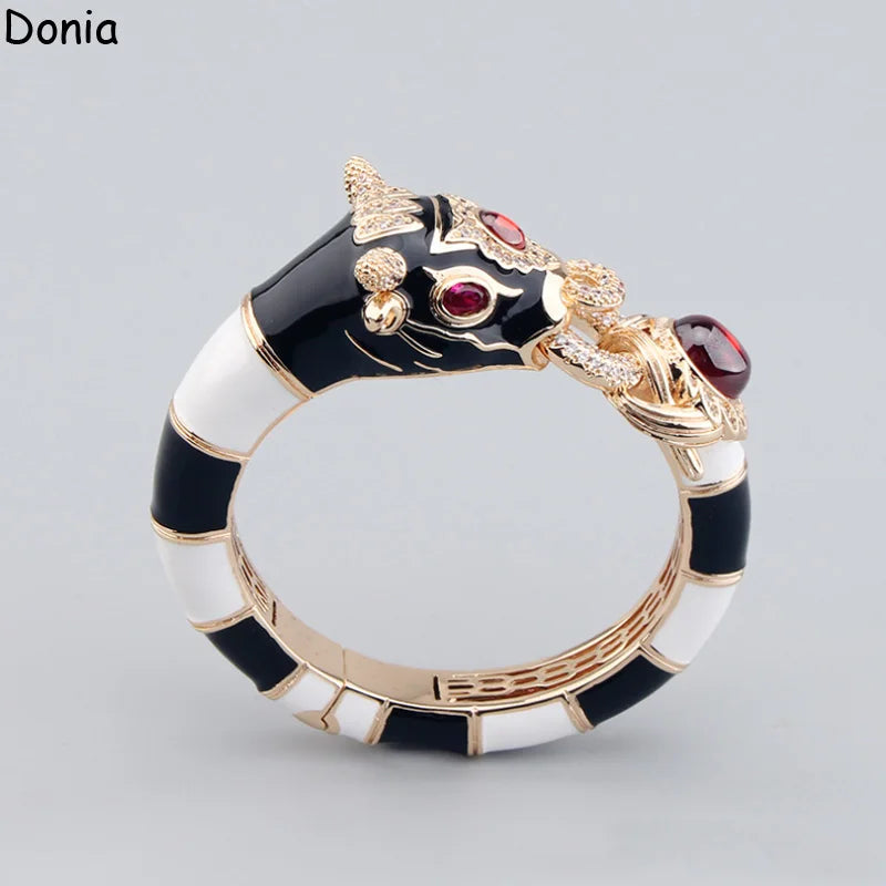 Donia Jewelry European and American fashion cow titanium steel micro-inlaid zircon animal luxury bracelet