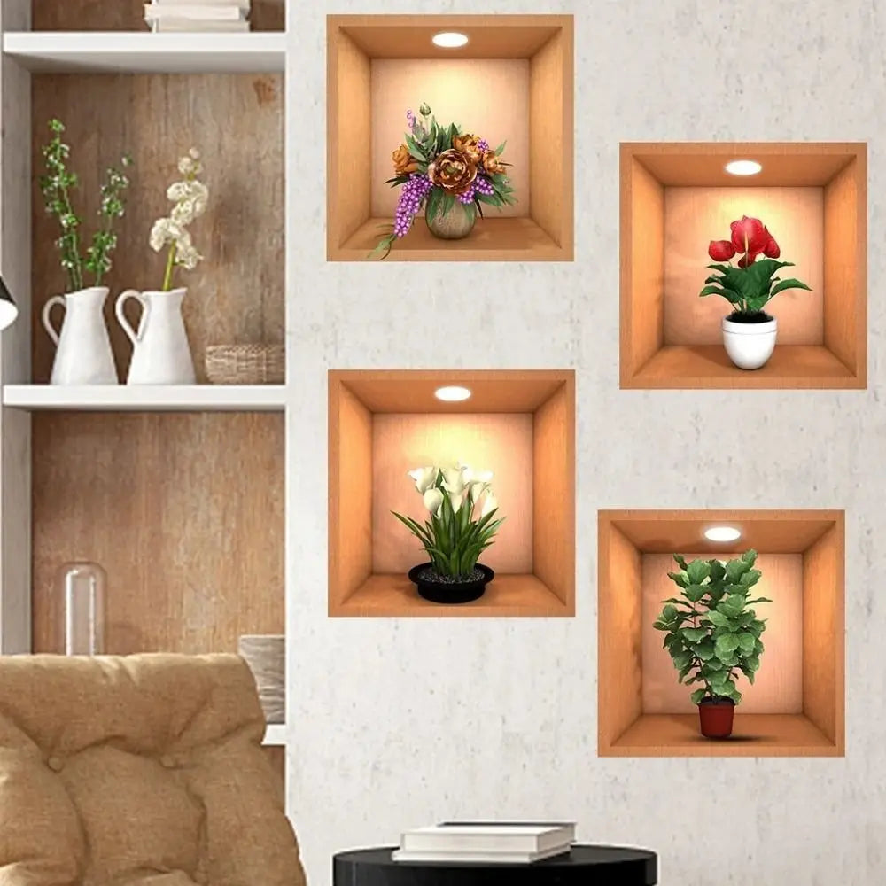 PVC Creative Green Plant Simulate 3D Wallpapers.