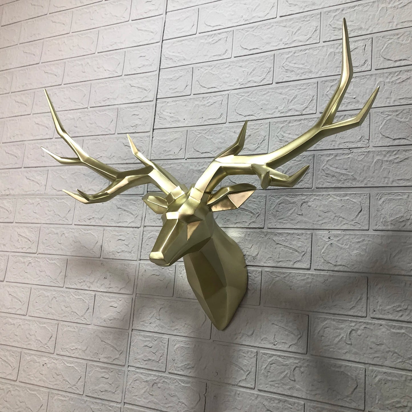 Large Golden Deer Head Statue Wall Decor.