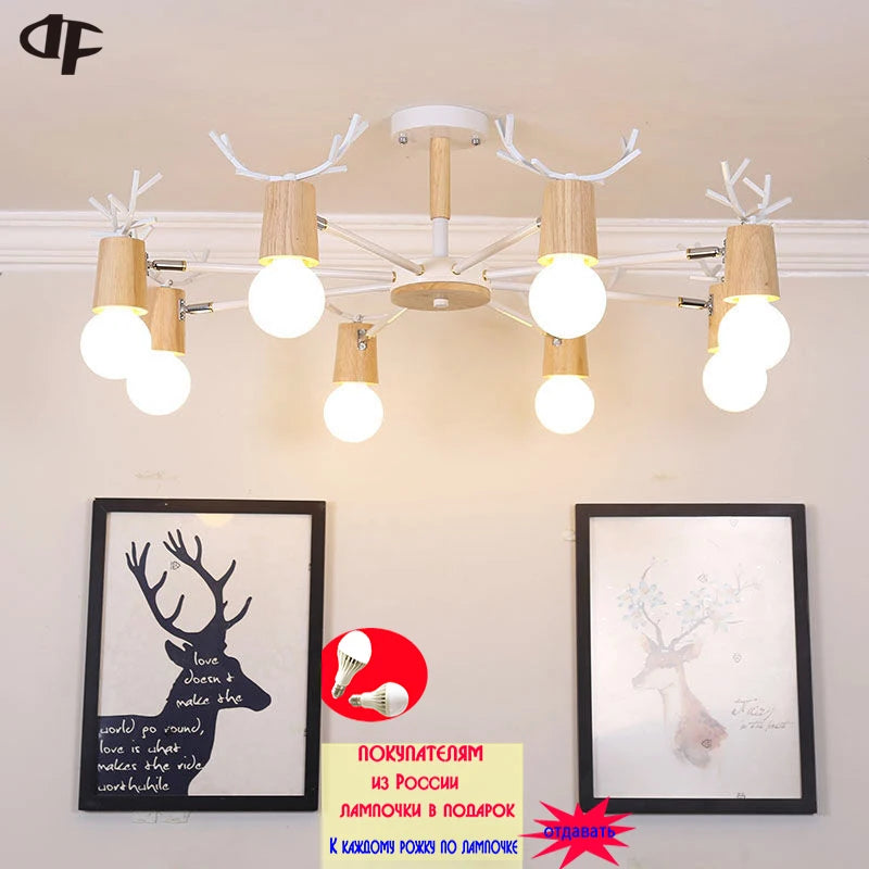 Scandinavian moose indoor chandelier modern living room pendant kitchen lighting bedroom dining room ceiling pendant lamp E27