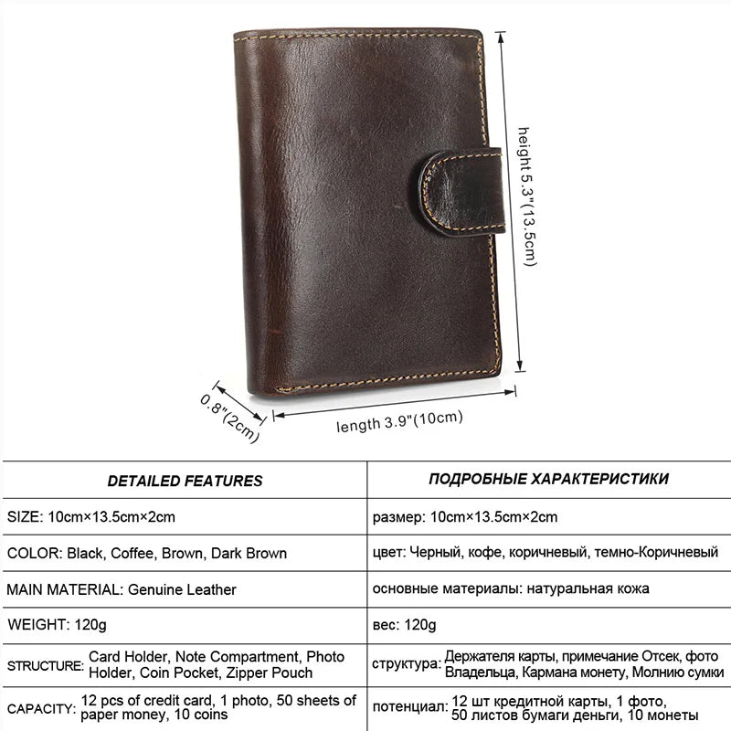 Men's Genuine Leather Short  Wallet.