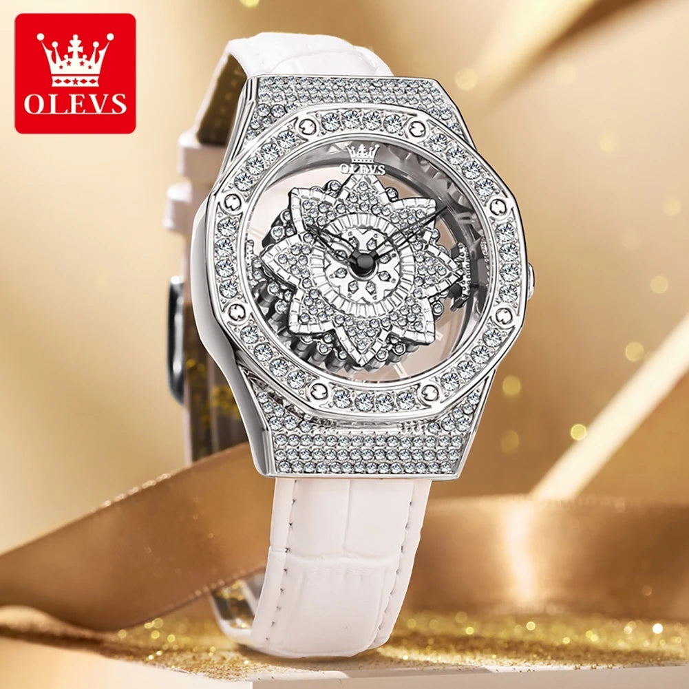 OLEVS Brand Luxury Diamond Quartz Watch for Women.