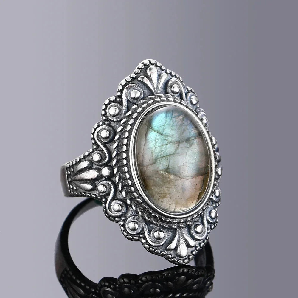 Silver Ring Oval Natural for Women.