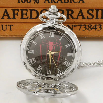 Creative Golden Spider Pattern Hollow out Design Pocket Watch.